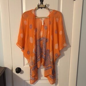 Love Tree Peach and Blue Floral Kimono